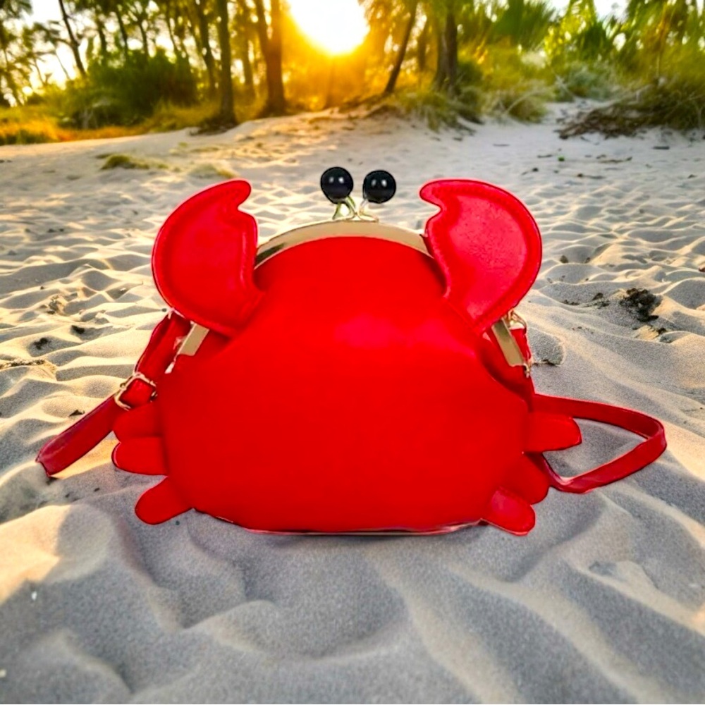 🆕 Cute Crab Crossbody Bag, PU Leather Handbag - Ariel 🧜♀️ - Sebastian 🦀